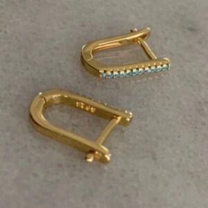 New Drop! Gold Turquoise Crystal Oval Hoop Earrings 

Brand New